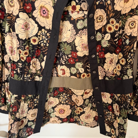 Odille Anthropologie Floral Cotton Blouse Size 2 - Picture 2 of 4